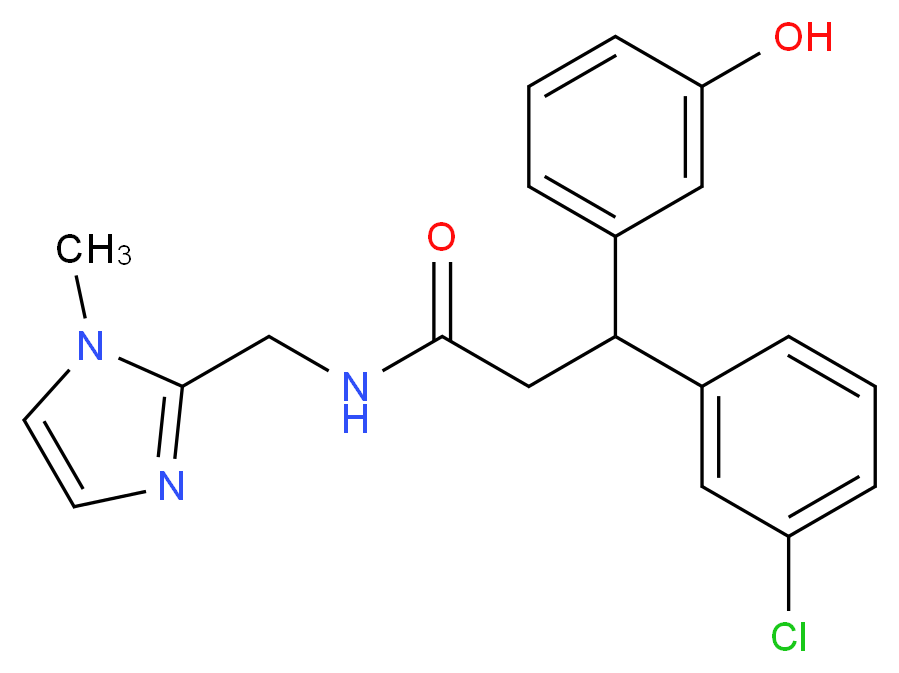 3-(3-chlorophenyl)-3-(3-hydroxyphenyl)-N-[(1-methyl-1H-imidazol-2-yl)methyl]propanamide_Molecular_structure_CAS_)