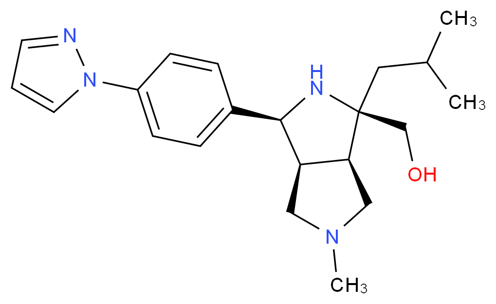 {(1R*,3S*,3aS*,6aR*)-1-isobutyl-5-methyl-3-[4-(1H-pyrazol-1-yl)phenyl]octahydropyrrolo[3,4-c]pyrrol-1-yl}methanol_Molecular_structure_CAS_)