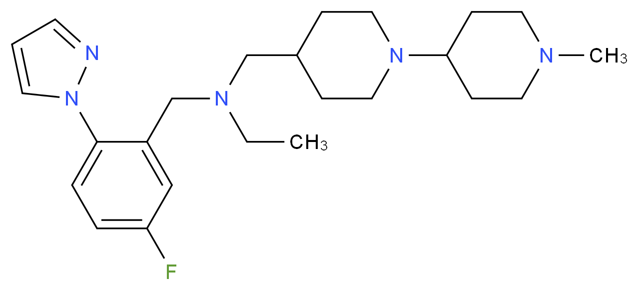 N-[5-fluoro-2-(1H-pyrazol-1-yl)benzyl]-N-[(1'-methyl-1,4'-bipiperidin-4-yl)methyl]ethanamine_Molecular_structure_CAS_)