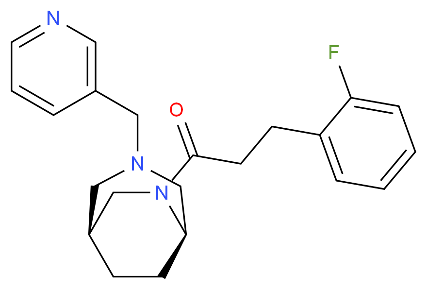 (1S*,5R*)-6-[3-(2-fluorophenyl)propanoyl]-3-(3-pyridinylmethyl)-3,6-diazabicyclo[3.2.2]nonane_Molecular_structure_CAS_)