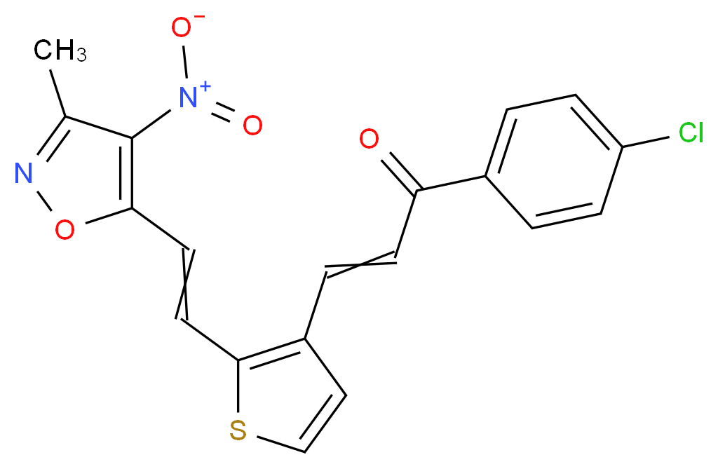 1-(4-chlorophenyl)-3-{2-[2-(3-methyl-4-nitroisoxazol-5-yl)vinyl]-3-thienyl}prop-2-en-1-one_Molecular_structure_CAS_)