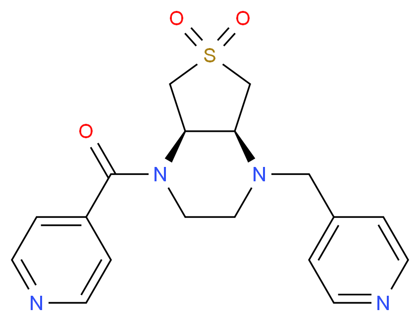 (4aS*,7aR*)-1-isonicotinoyl-4-(4-pyridinylmethyl)octahydrothieno[3,4-b]pyrazine 6,6-dioxide_Molecular_structure_CAS_)