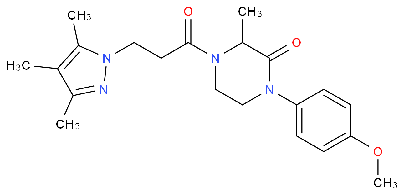 1-(4-methoxyphenyl)-3-methyl-4-[3-(3,4,5-trimethyl-1H-pyrazol-1-yl)propanoyl]-2-piperazinone_Molecular_structure_CAS_)