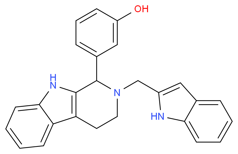 3-[2-(1H-indol-2-ylmethyl)-2,3,4,9-tetrahydro-1H-beta-carbolin-1-yl]phenol_Molecular_structure_CAS_)