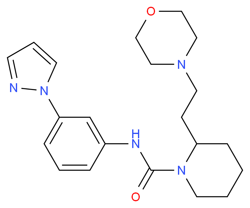 2-(2-morpholin-4-ylethyl)-N-[3-(1H-pyrazol-1-yl)phenyl]piperidine-1-carboxamide_Molecular_structure_CAS_)