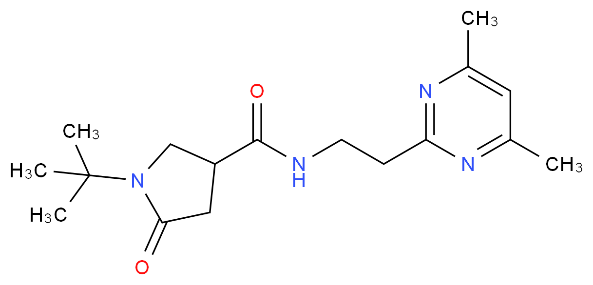 1-tert-butyl-N-[2-(4,6-dimethyl-2-pyrimidinyl)ethyl]-5-oxo-3-pyrrolidinecarboxamide_Molecular_structure_CAS_)