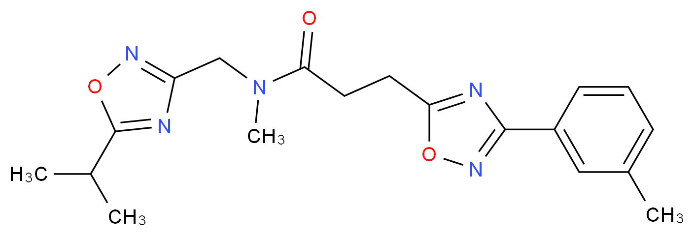 N-[(5-isopropyl-1,2,4-oxadiazol-3-yl)methyl]-N-methyl-3-[3-(3-methylphenyl)-1,2,4-oxadiazol-5-yl]propanamide_Molecular_structure_CAS_)