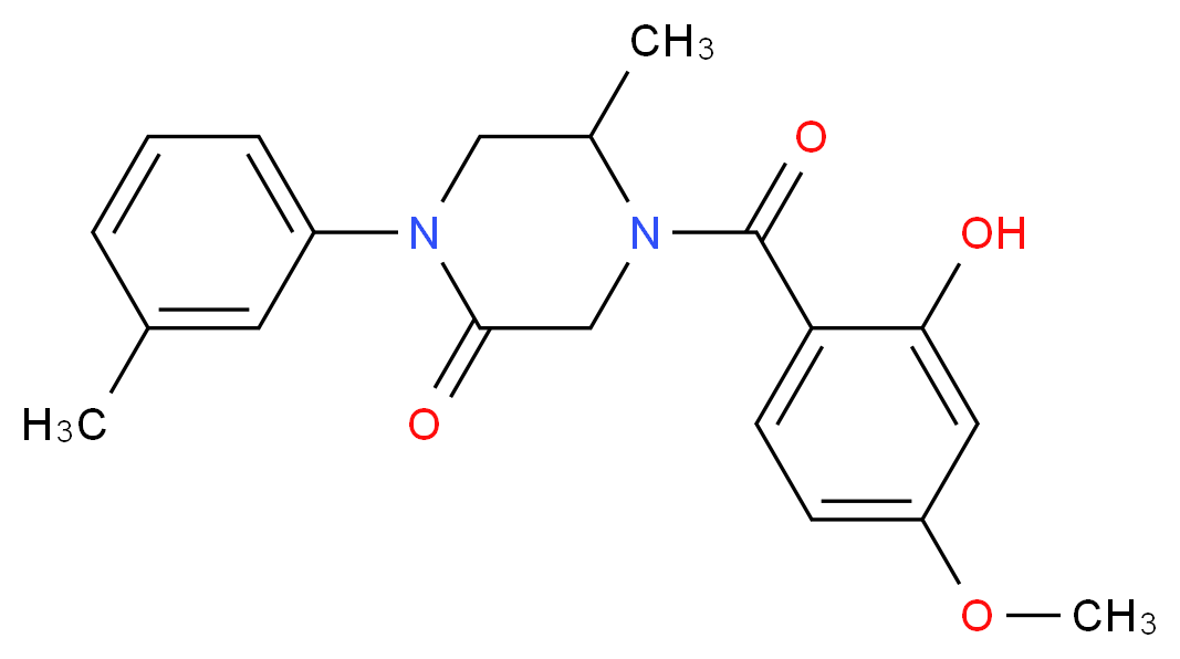 4-(2-hydroxy-4-methoxybenzoyl)-5-methyl-1-(3-methylphenyl)-2-piperazinone_Molecular_structure_CAS_)