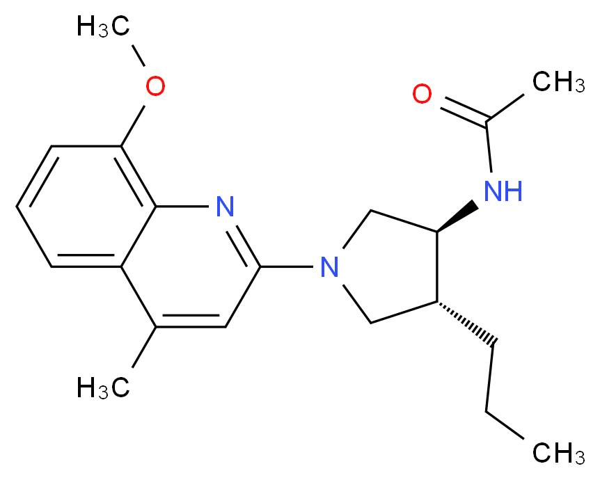 N-[(3S*,4R*)-1-(8-methoxy-4-methyl-2-quinolinyl)-4-propyl-3-pyrrolidinyl]acetamide_Molecular_structure_CAS_)