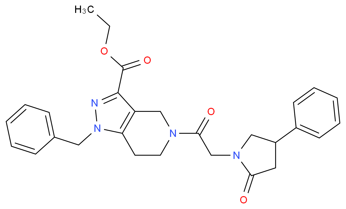 ethyl 1-benzyl-5-[(2-oxo-4-phenyl-1-pyrrolidinyl)acetyl]-4,5,6,7-tetrahydro-1H-pyrazolo[4,3-c]pyridine-3-carboxylate_Molecular_structure_CAS_)