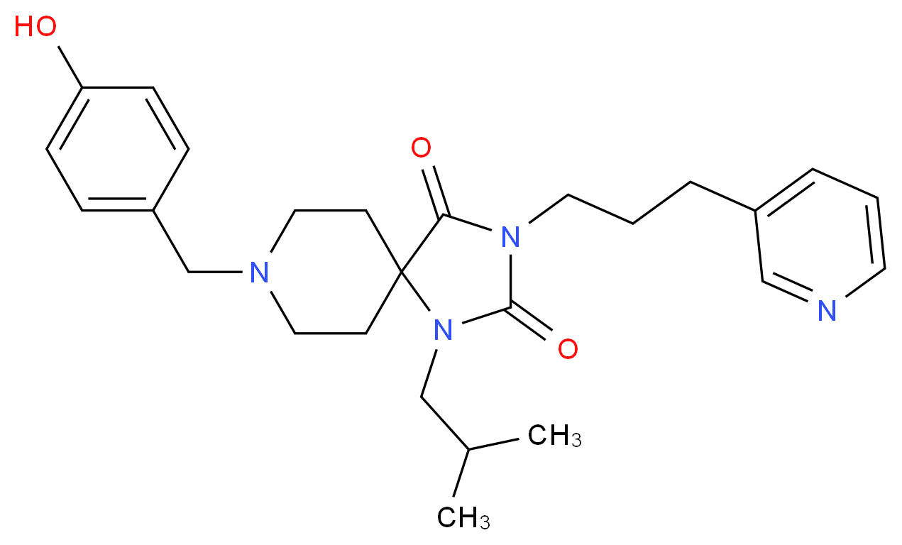 8-(4-hydroxybenzyl)-1-isobutyl-3-[3-(3-pyridinyl)propyl]-1,3,8-triazaspiro[4.5]decane-2,4-dione_Molecular_structure_CAS_)