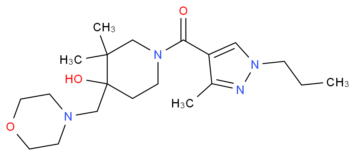 3,3-dimethyl-1-[(3-methyl-1-propyl-1H-pyrazol-4-yl)carbonyl]-4-(morpholin-4-ylmethyl)piperidin-4-ol_Molecular_structure_CAS_)