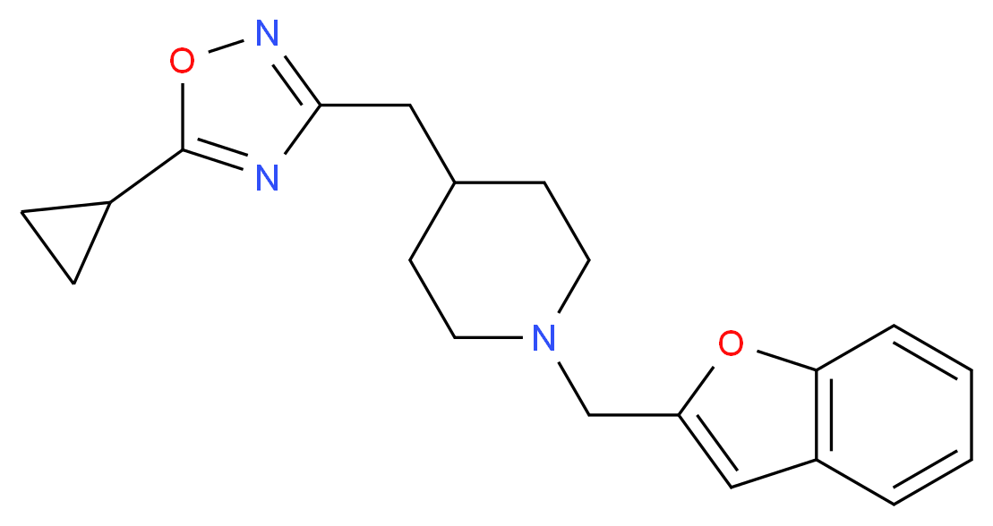 1-(1-benzofuran-2-ylmethyl)-4-[(5-cyclopropyl-1,2,4-oxadiazol-3-yl)methyl]piperidine_Molecular_structure_CAS_)