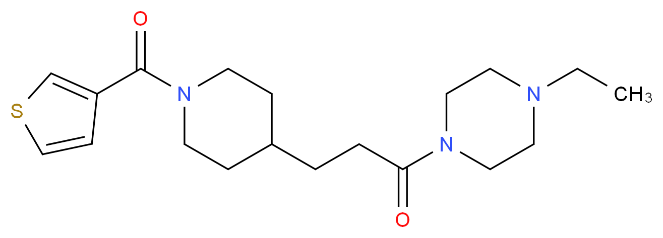 1-ethyl-4-{3-[1-(3-thienylcarbonyl)-4-piperidinyl]propanoyl}piperazine_Molecular_structure_CAS_)