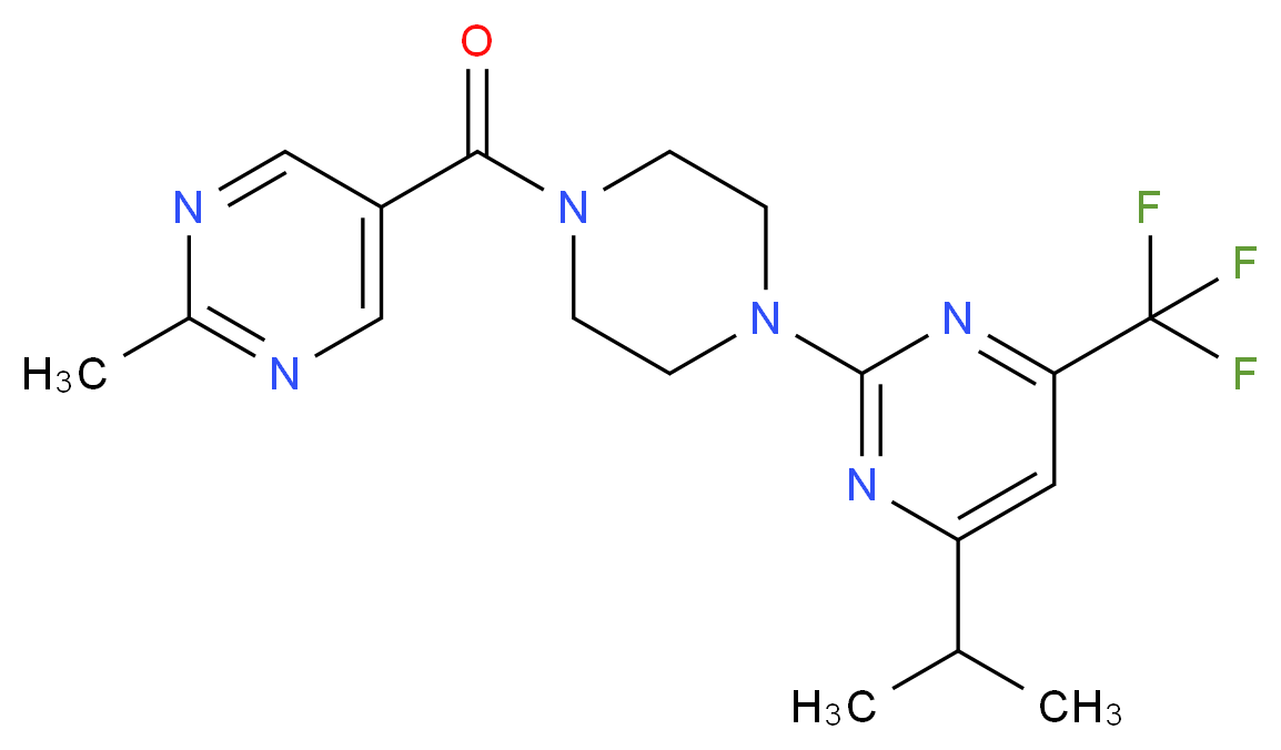 4-isopropyl-2-{4-[(2-methyl-5-pyrimidinyl)carbonyl]-1-piperazinyl}-6-(trifluoromethyl)pyrimidine_Molecular_structure_CAS_)