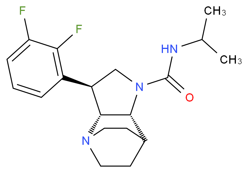 (2R*,3S*,6R*)-3-(2,3-difluorophenyl)-N-isopropyl-1,5-diazatricyclo[5.2.2.0~2,6~]undecane-5-carboxamide_Molecular_structure_CAS_)