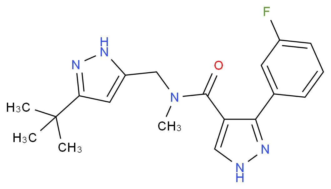 N-[(3-tert-butyl-1H-pyrazol-5-yl)methyl]-3-(3-fluorophenyl)-N-methyl-1H-pyrazole-4-carboxamide_Molecular_structure_CAS_)