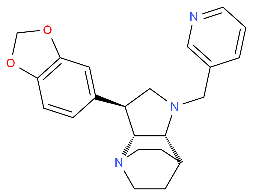 (2R*,3S*,6R*)-3-(1,3-benzodioxol-5-yl)-5-(3-pyridinylmethyl)-1,5-diazatricyclo[5.2.2.0~2,6~]undecane_Molecular_structure_CAS_)