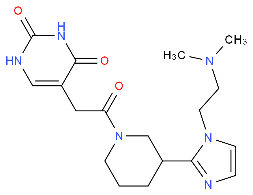 5-[2-(3-{1-[2-(dimethylamino)ethyl]-1H-imidazol-2-yl}-1-piperidinyl)-2-oxoethyl]-2,4(1H,3H)-pyrimidinedione_Molecular_structure_CAS_)