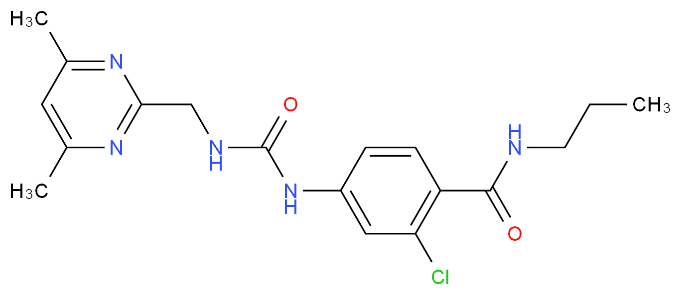 2-chloro-4-[({[(4,6-dimethylpyrimidin-2-yl)methyl]amino}carbonyl)amino]-N-propylbenzamide_Molecular_structure_CAS_)