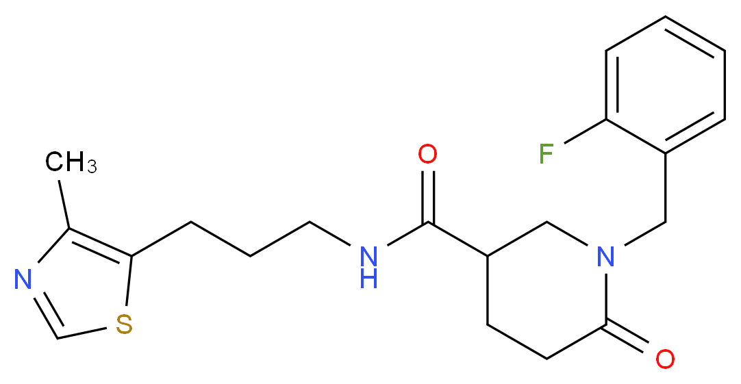 1-(2-fluorobenzyl)-N-[3-(4-methyl-1,3-thiazol-5-yl)propyl]-6-oxo-3-piperidinecarboxamide_Molecular_structure_CAS_)
