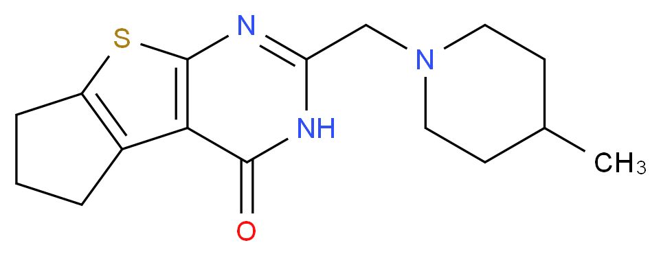 2-[(4-methylpiperidin-1-yl)methyl]-3,5,6,7-tetrahydro-4H-cyclopenta[4,5]thieno[2,3-d]pyrimidin-4-one_Molecular_structure_CAS_)