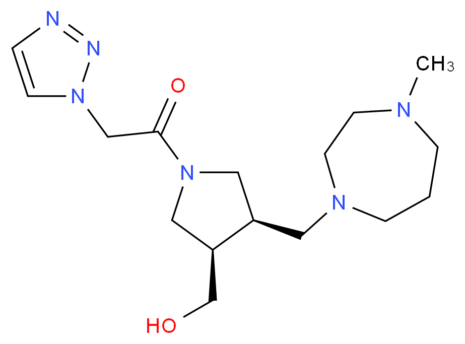 [(3R*,4R*)-4-[(4-methyl-1,4-diazepan-1-yl)methyl]-1-(1H-1,2,3-triazol-1-ylacetyl)-3-pyrrolidinyl]methanol_Molecular_structure_CAS_)