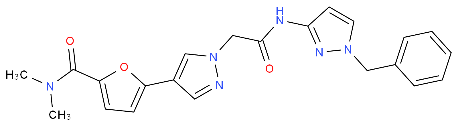 5-(1-{2-[(1-benzyl-1H-pyrazol-3-yl)amino]-2-oxoethyl}-1H-pyrazol-4-yl)-N,N-dimethyl-2-furamide_Molecular_structure_CAS_)