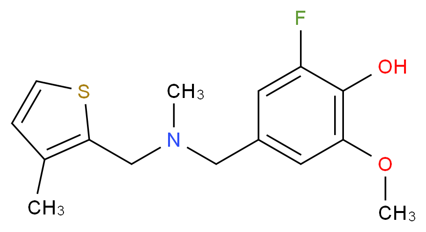 2-fluoro-6-methoxy-4-({methyl[(3-methyl-2-thienyl)methyl]amino}methyl)phenol_Molecular_structure_CAS_)