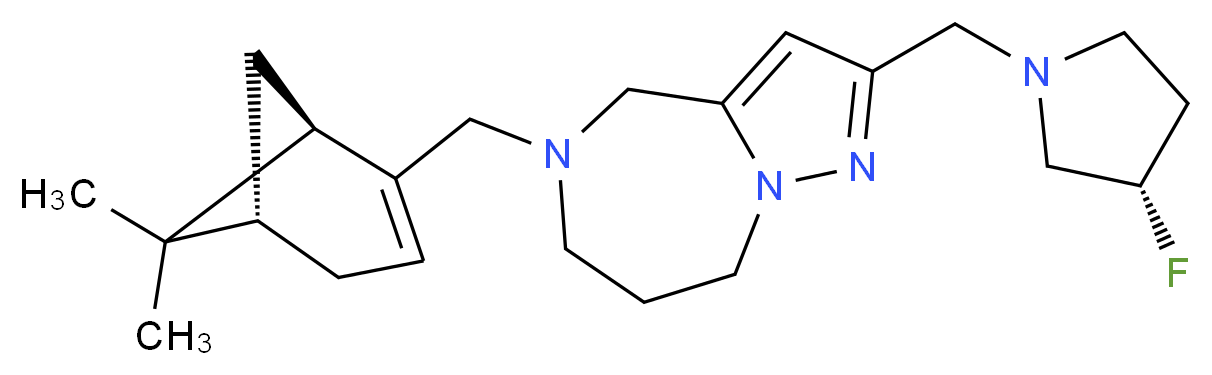 5-{[(1R,5S)-6,6-dimethylbicyclo[3.1.1]hept-2-en-2-yl]methyl}-2-{[(3S)-3-fluoro-1-pyrrolidinyl]methyl}-5,6,7,8-tetrahydro-4H-pyrazolo[1,5-a][1,4]diazepine_Molecular_structure_CAS_)
