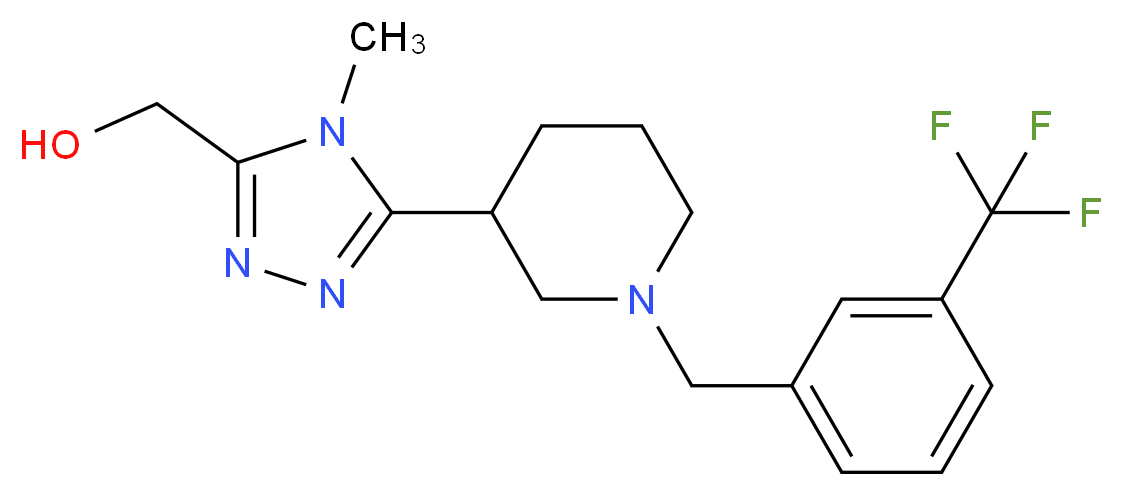 (4-methyl-5-{1-[3-(trifluoromethyl)benzyl]piperidin-3-yl}-4H-1,2,4-triazol-3-yl)methanol_Molecular_structure_CAS_)