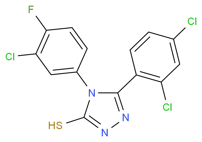 4-(3-Chloro-4-fluoro-phenyl)-5-(2,4-dichloro-phenyl)-4H-[1,2,4]triazole-3-thiol_Molecular_structure_CAS_)