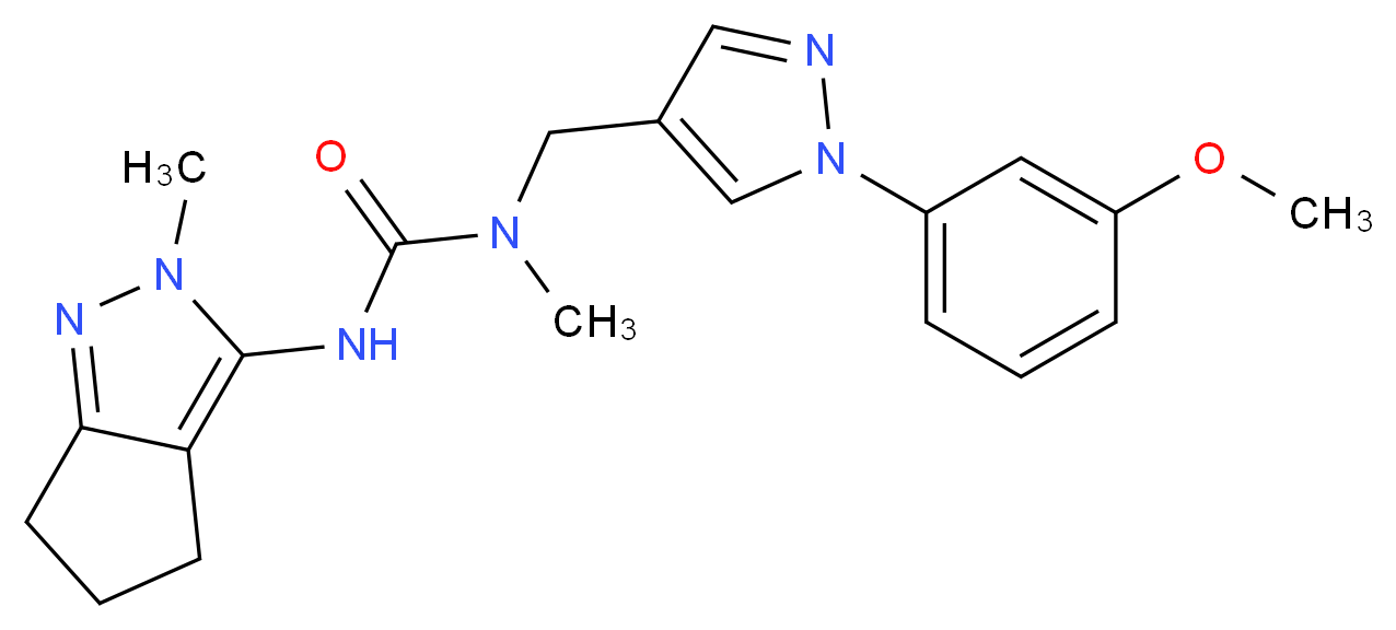 N-{[1-(3-methoxyphenyl)-1H-pyrazol-4-yl]methyl}-N-methyl-N'-(2-methyl-2,4,5,6-tetrahydrocyclopenta[c]pyrazol-3-yl)urea_Molecular_structure_CAS_)