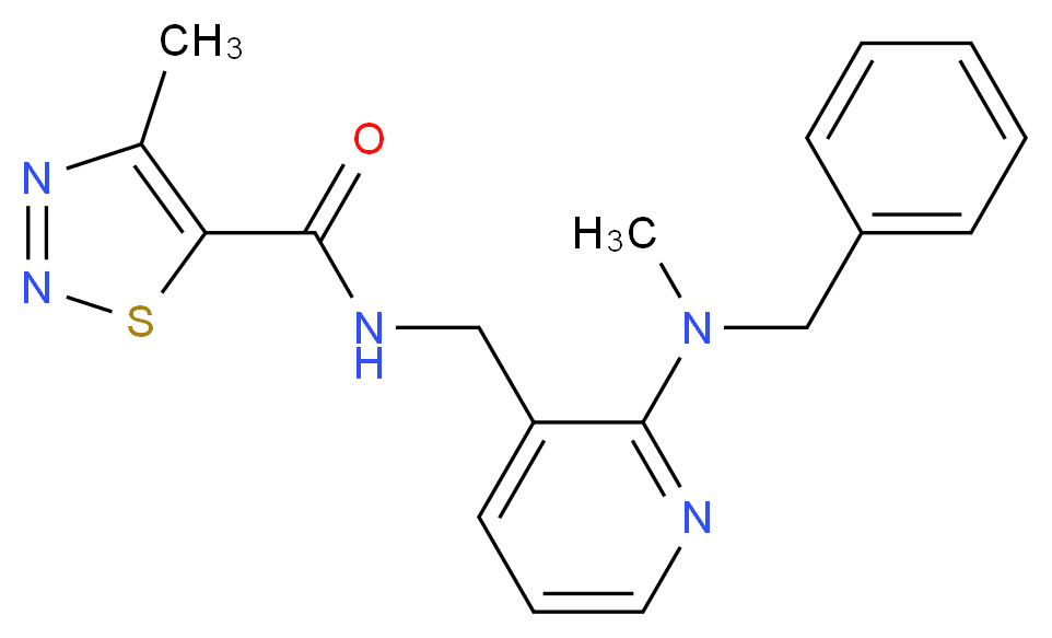 N-({2-[benzyl(methyl)amino]-3-pyridinyl}methyl)-4-methyl-1,2,3-thiadiazole-5-carboxamide_Molecular_structure_CAS_)