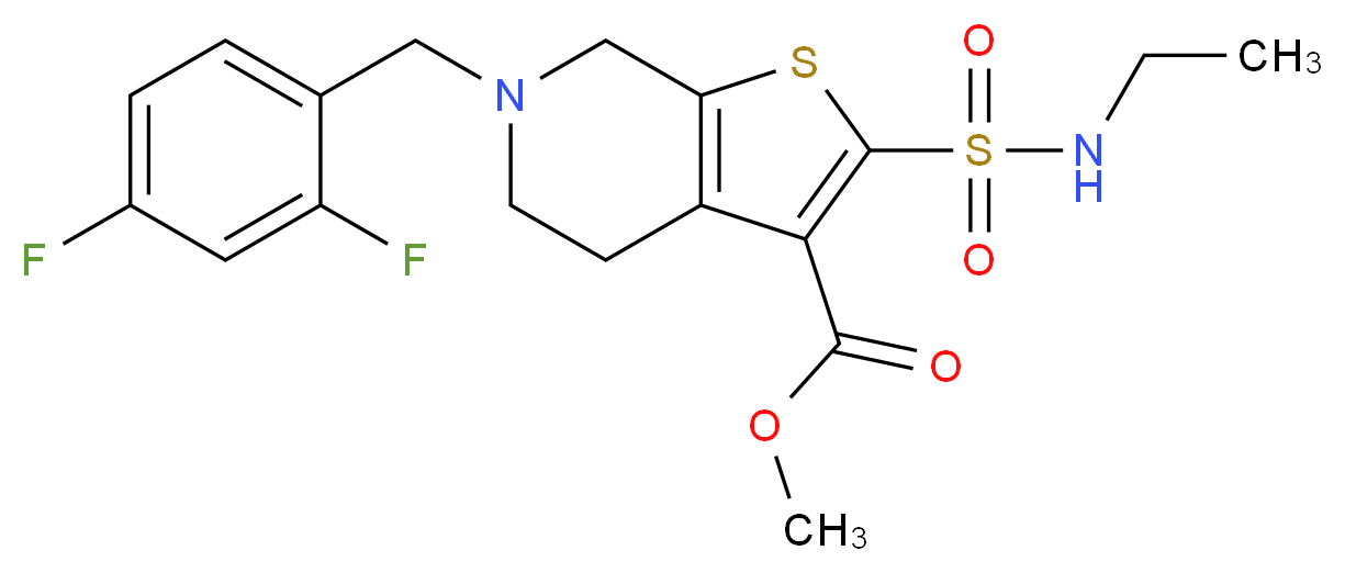 methyl 6-(2,4-difluorobenzyl)-2-[(ethylamino)sulfonyl]-4,5,6,7-tetrahydrothieno[2,3-c]pyridine-3-carboxylate_Molecular_structure_CAS_)