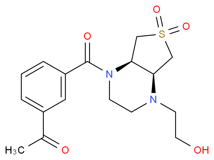 1-(3-{[(4aS*,7aR*)-4-(2-hydroxyethyl)-6,6-dioxidohexahydrothieno[3,4-b]pyrazin-1(2H)-yl]carbonyl}phenyl)ethanone_Molecular_structure_CAS_)