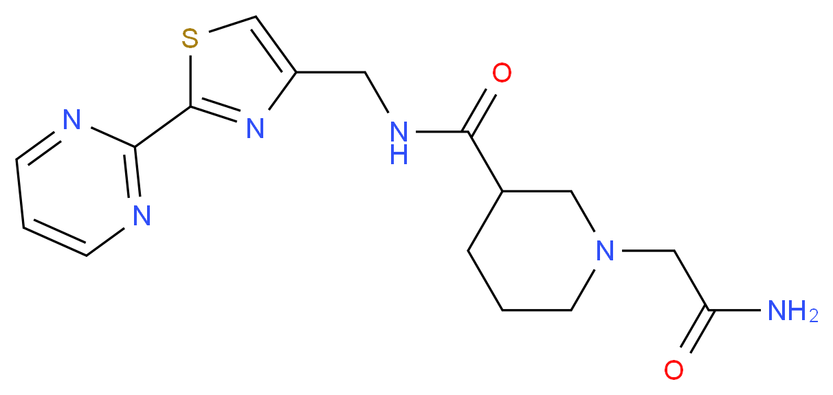 1-(2-amino-2-oxoethyl)-N-{[2-(2-pyrimidinyl)-1,3-thiazol-4-yl]methyl}-3-piperidinecarboxamide_Molecular_structure_CAS_)