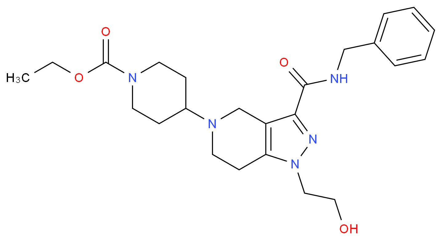 ethyl 4-[3-[(benzylamino)carbonyl]-1-(2-hydroxyethyl)-1,4,6,7-tetrahydro-5H-pyrazolo[4,3-c]pyridin-5-yl]-1-piperidinecarboxylate_Molecular_structure_CAS_)