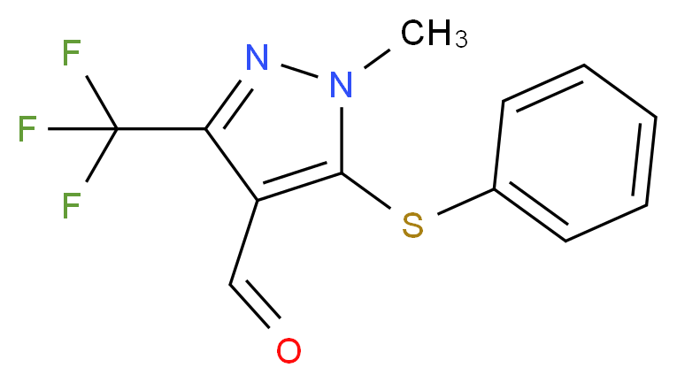 1-Methyl-5-(phenylsulfanyl)-3-(trifluoromethyl)-1H-pyrazole-4-carbaldehyde_Molecular_structure_CAS_)