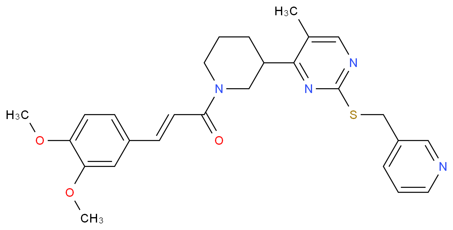 4-{1-[(2E)-3-(3,4-dimethoxyphenyl)-2-propenoyl]-3-piperidinyl}-5-methyl-2-[(3-pyridinylmethyl)thio]pyrimidine_Molecular_structure_CAS_)
