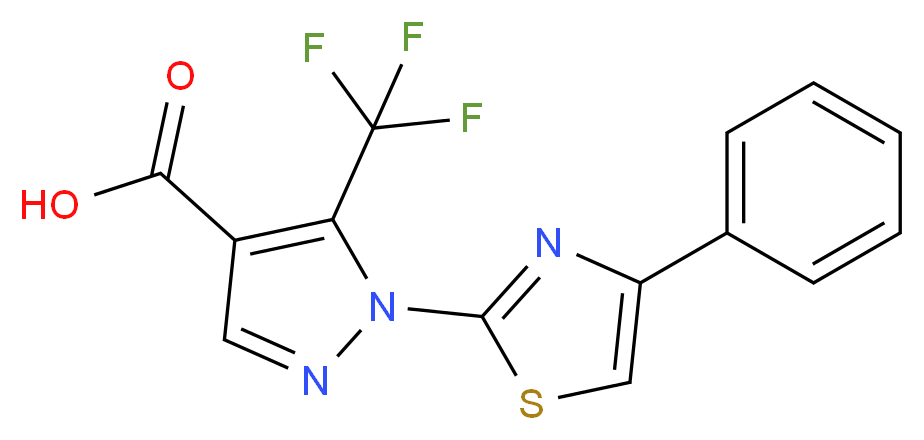 1-(4-Phenyl-1,3-thiazol-2-yl)-5-(trifluoromethyl)-1H-pyrazole-4-carboxylic acid 97%_Molecular_structure_CAS_)