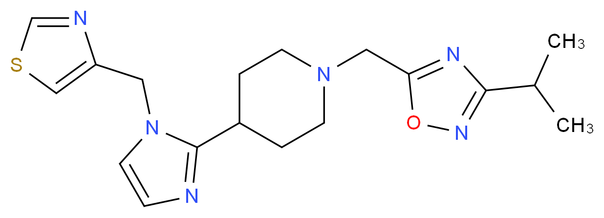 1-[(3-isopropyl-1,2,4-oxadiazol-5-yl)methyl]-4-[1-(1,3-thiazol-4-ylmethyl)-1H-imidazol-2-yl]piperidine_Molecular_structure_CAS_)