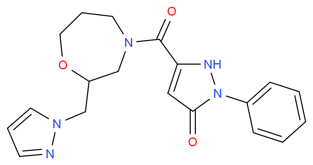 2-phenyl-5-{[2-(1H-pyrazol-1-ylmethyl)-1,4-oxazepan-4-yl]carbonyl}-1,2-dihydro-3H-pyrazol-3-one_Molecular_structure_CAS_)