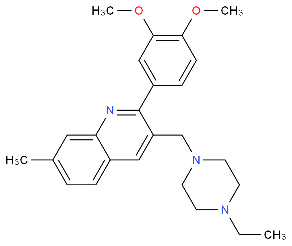 2-(3,4-dimethoxyphenyl)-3-[(4-ethyl-1-piperazinyl)methyl]-7-methylquinoline_Molecular_structure_CAS_)