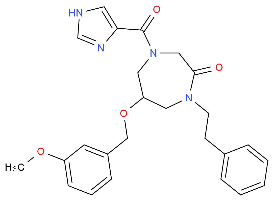 4-(1H-imidazol-4-ylcarbonyl)-6-[(3-methoxybenzyl)oxy]-1-(2-phenylethyl)-1,4-diazepan-2-one_Molecular_structure_CAS_)