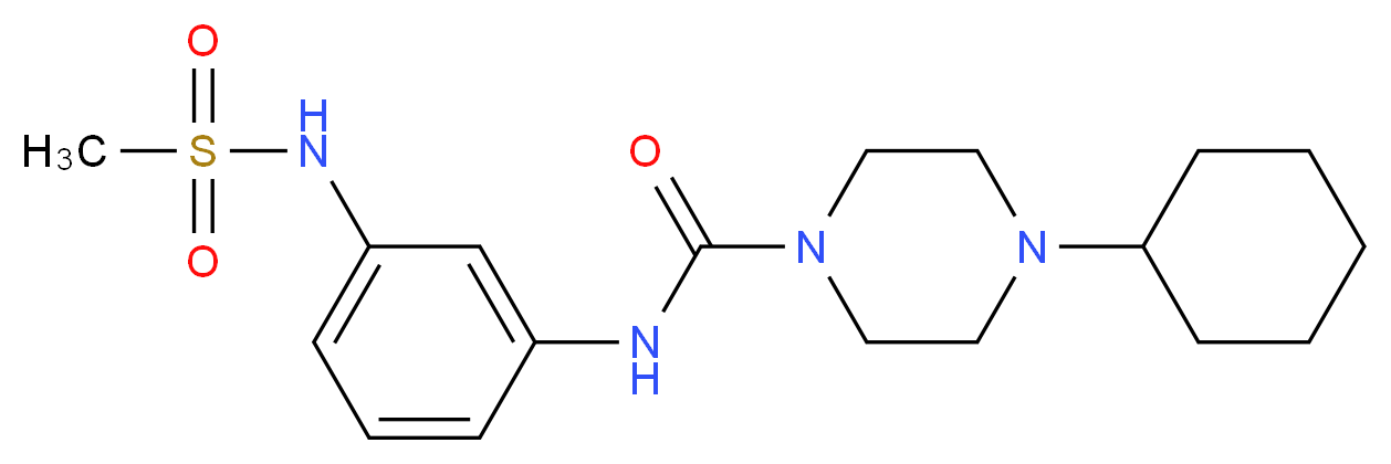 4-cyclohexyl-N-{3-[(methylsulfonyl)amino]phenyl}piperazine-1-carboxamide_Molecular_structure_CAS_)