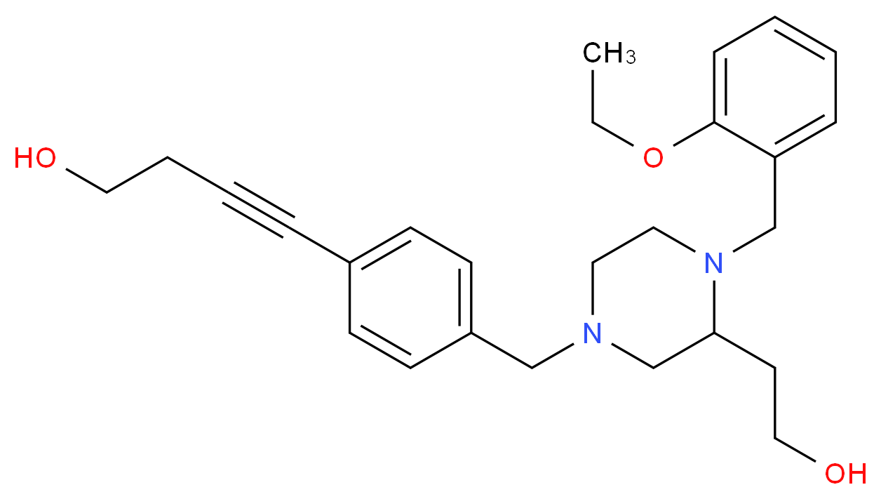 4-(4-{[4-(2-ethoxybenzyl)-3-(2-hydroxyethyl)-1-piperazinyl]methyl}phenyl)-3-butyn-1-ol_Molecular_structure_CAS_)