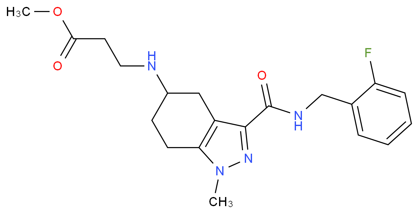 methyl N-(3-{[(2-fluorobenzyl)amino]carbonyl}-1-methyl-4,5,6,7-tetrahydro-1H-indazol-5-yl)-beta-alaninate_Molecular_structure_CAS_)
