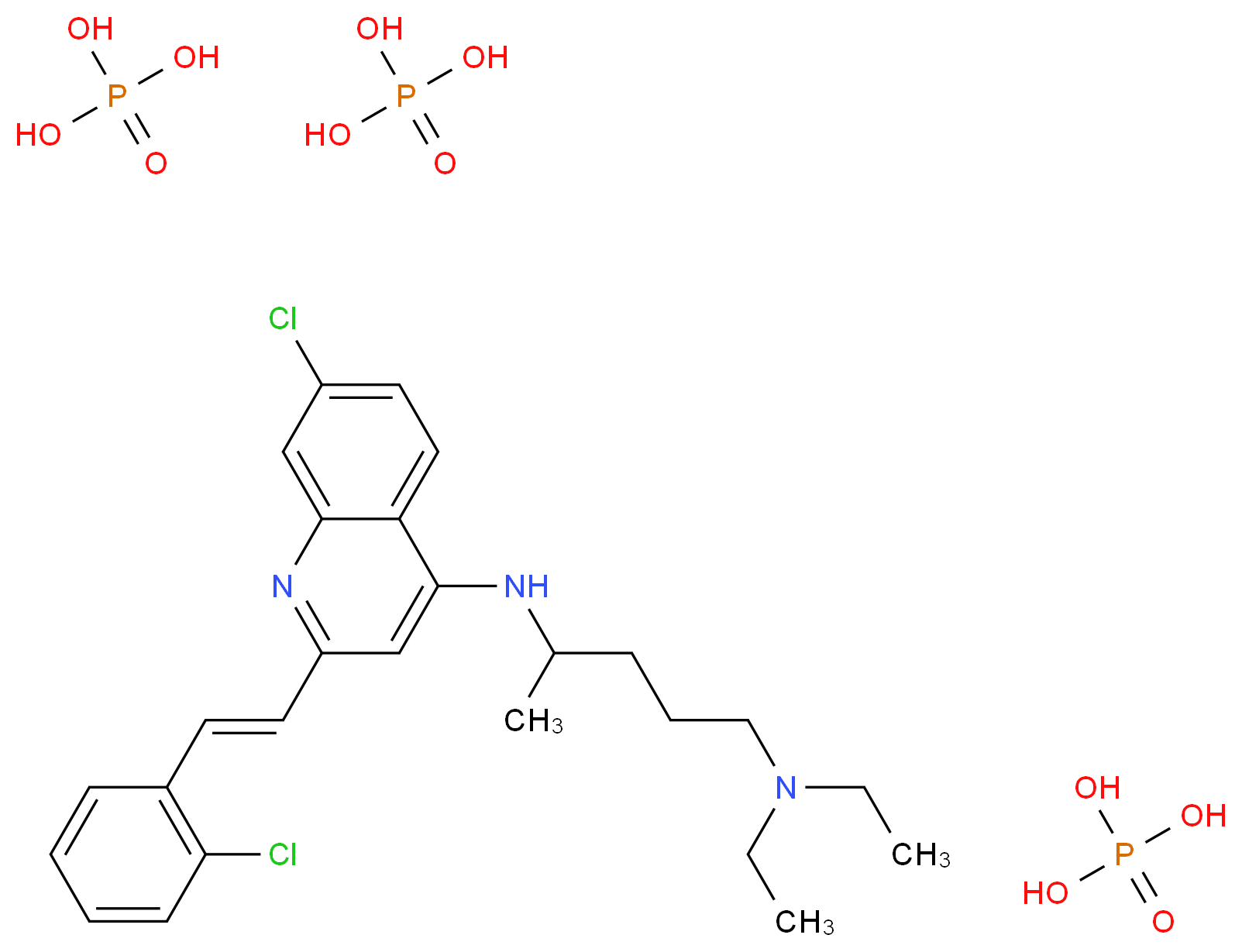 N-*4*-{7-Chloro-2-[2-(2-chloro-phenyl)-vinyl]-quin olin-4-yl}-N*1*,N*1*-diethyl-pentane-1,4-diamine_Molecular_structure_CAS_10023-54-8)
