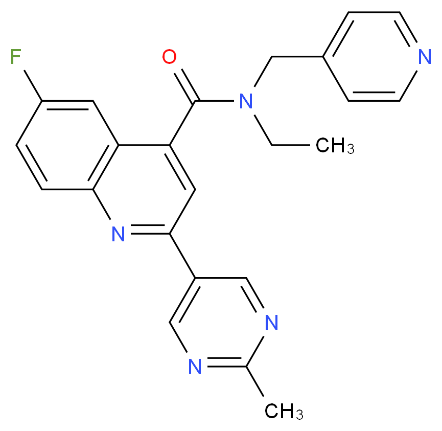 N-ethyl-6-fluoro-2-(2-methylpyrimidin-5-yl)-N-(pyridin-4-ylmethyl)quinoline-4-carboxamide_Molecular_structure_CAS_)
